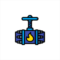 Gas valve controls the flow of flammable fuel with a flame symbol, ensuring safety and regulation in industrial settings.