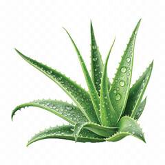 realistic clump of green aloe vera plant isolated on transparent background