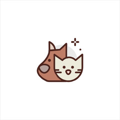 Obraz premium Dog and cat cuddling together, representing friendship and companionship, in a simple and cheerful style, perfect for animal lovers.