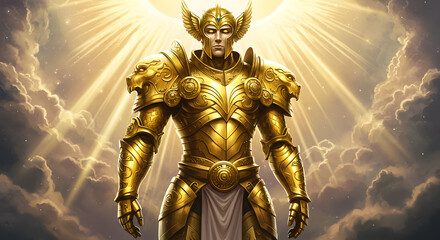 Golden Warrior: Celestial Knight in Radiant Armor