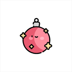 Cute pink christmas ornament with sleepy eyes floats against a white backdrop, radiating a soft, whimsical, and festive mood.