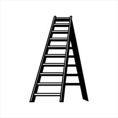 Folding ladder vector silhouette construction equipment access solution