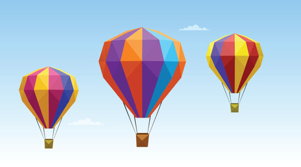 Naklejka premium Colorful Hot Air Balloons Flying in Clear Blue Sky