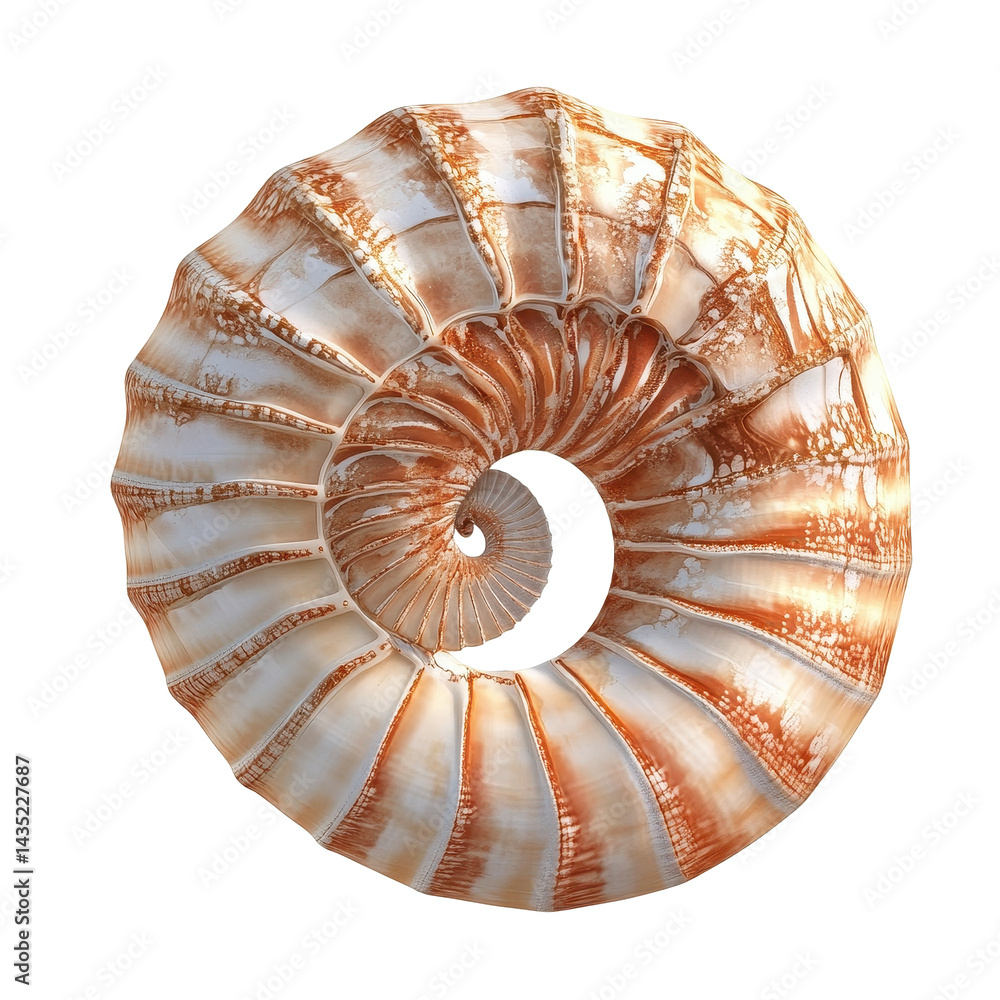 Poster nautilus shell showcasing unique spiral design isolated on a transparent background, nautilus isolat