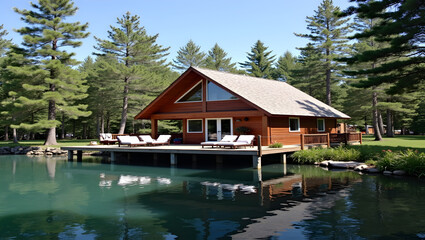 Charming lakeside lodge with fishing access