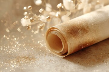 Rolled Gold Glitter Paper Decor