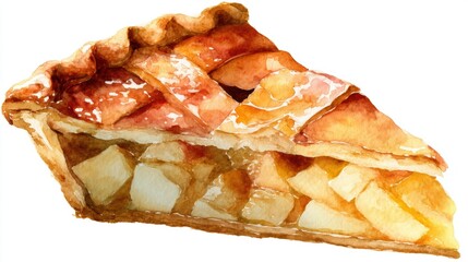 Watercolor set of apple pies and blueberries tarts,traditional pastries and delicious pie,hand painted triangular slice,thanksgiving,autumn season,Hand-drawn vector illustration,menu pattern.