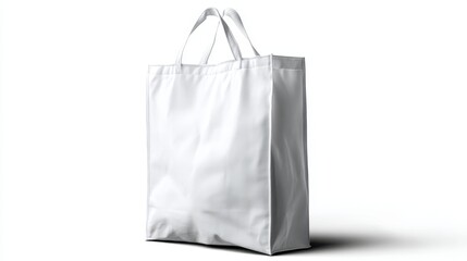 Clean White Canvas Tote Bag Mockup on White Background Perfect for Branding and Design Presentation with Soft Lighting and Minimalist Style for Online Marketing