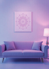  room, modern decor, soft color palette, stylish living room, wall art, mandala 