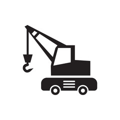 Black silhouette of crane car vector icon