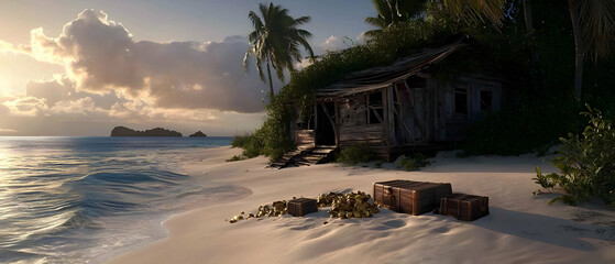 Abandoned Island Hut at Sunrise