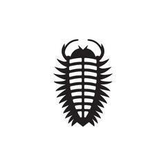 Black silhouette of trilobite vector icon