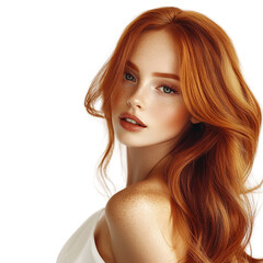 Fototapeta premium A brunette model with a fresh, natural look and a captivating smile isolated on transparent background