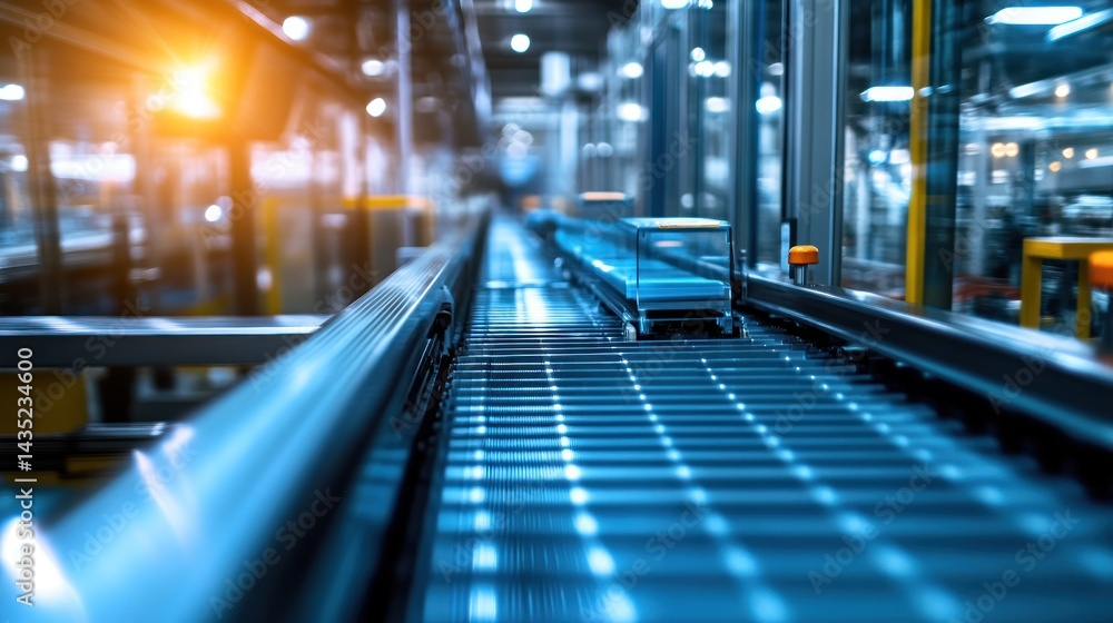 Aufkleber automated conveyor belt system in a modern factory
