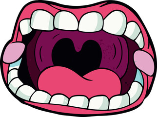 High‑Definition Explosive Cartoon Mouth Vector Illustration – Vibrant Open Lips, Teeth & Tongue with Bold, Colorful Expression for Playful and Dynamic Digital Art & Design Projects