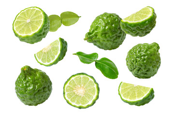 Bergamot with slice on white background