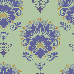 Vector illustration of Abstract Seamless pattern, classic flowers and leaves