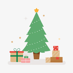 Cozy Minimalist Christmas Scene with Tree and Decor