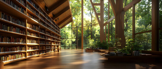 Tranquil Woodland Library