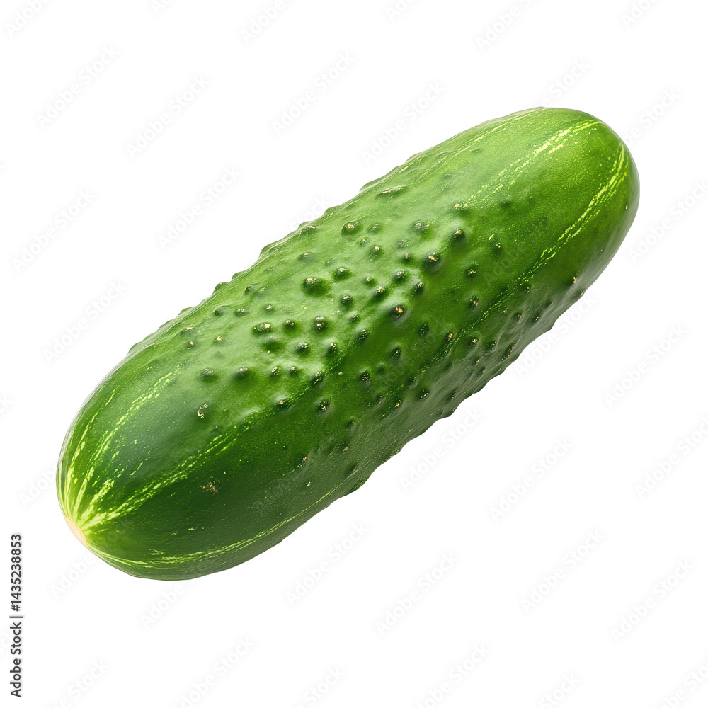 Poster fresh cucumber isolated on a transparent background showcasing its texture and natural shape, cucumb