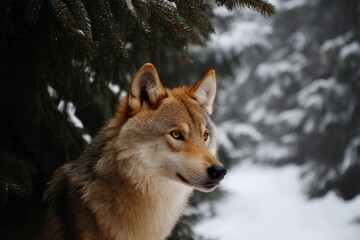 Fototapeta premium Winter Wolf in the Snowy Forest
