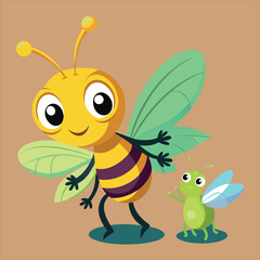 Firefly bee  vector art illustration.