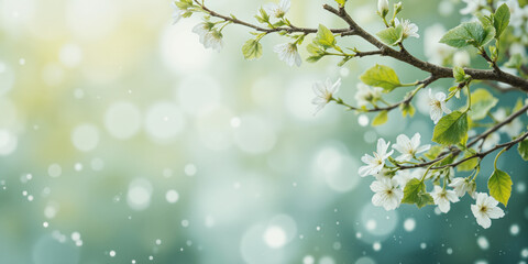 Nowruz Renewal A refreshing, abstract background emerges in soft, rejuvenating tones of pastel greens, light blues, and gentle creams, evoking