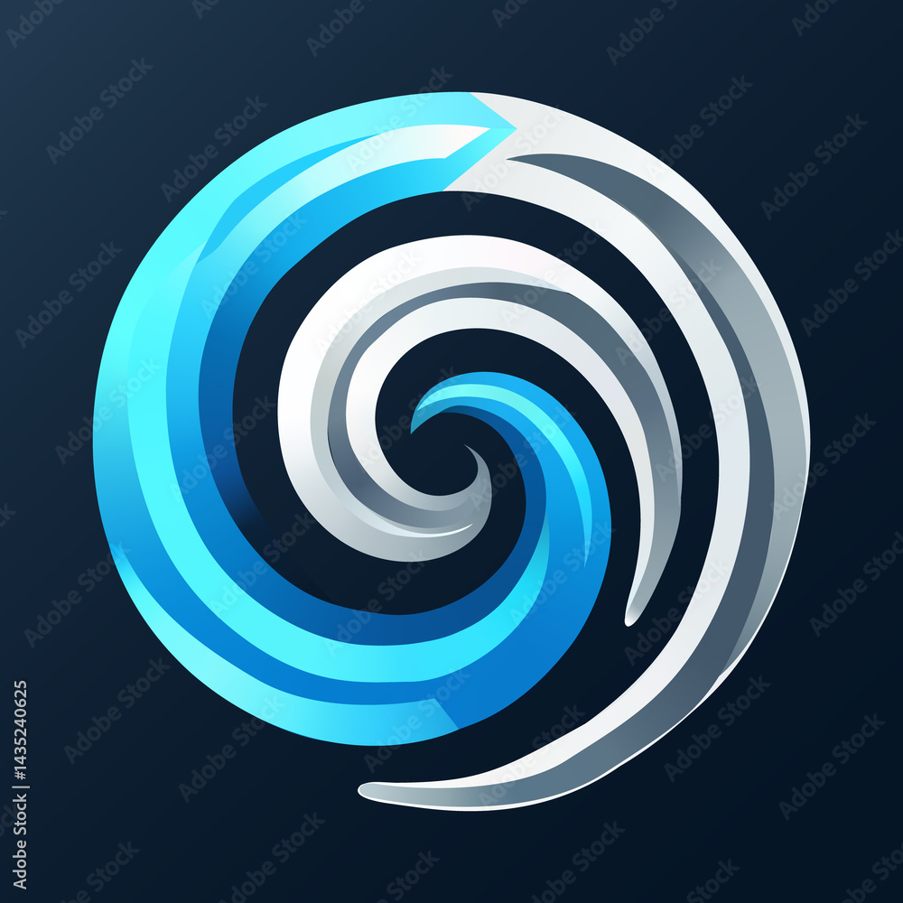 Poster abstract blue and white spiral circular swirl design modern gradient vortex abstract flowing circle 