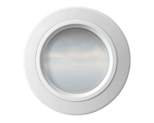 White Circular Frame with Hazy Sky View, PNG