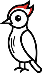 Cute woodpecker outline vector design, cartoon vector illustration