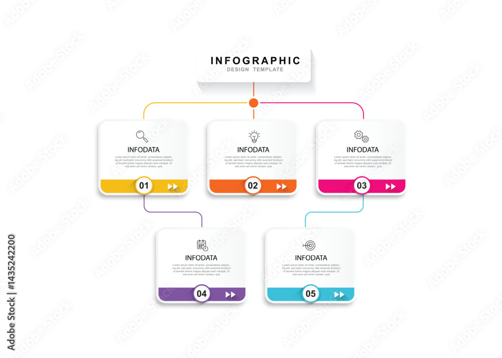Fototapete Vector Infographic label design template with icons and 5 options or steps. for your business data. Vector Illustration.