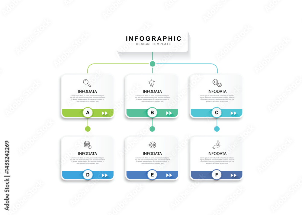 Poster infographic 6 options design elements for your business data. vector illustration