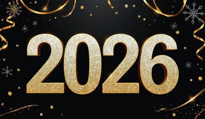 Naklejka premium Golden 2026 New Year Festive Background , 