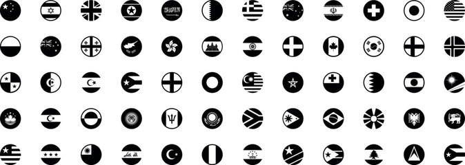 All countries flag set. National flags in circle shape. National flags set. Flags of countries