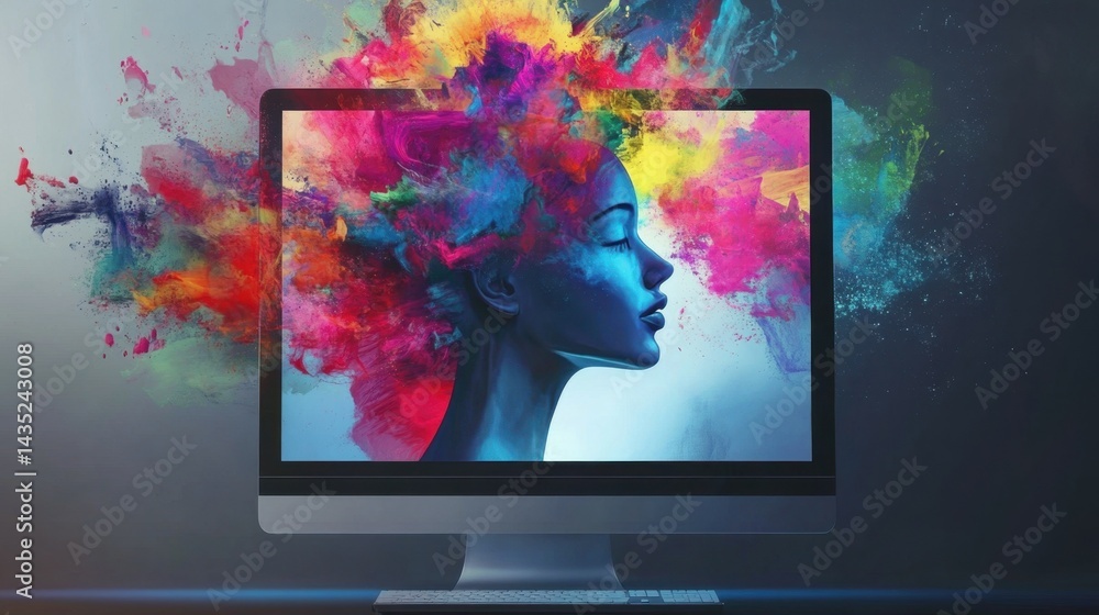 Poster website offering online education. application education. a computer with pages open. illustrations.