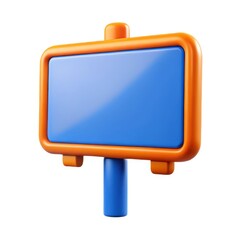 Blue orange sign board illustration on white background