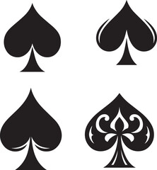 Vector Illustration of Spade Symbols - Black and White Silhouette Clipart