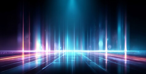 Obraz premium Abstract Neon Light Futuristic Floor