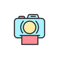 Camera colored icons, minimalist vector illustration ,simple transparent graphic element .Isolated on white background