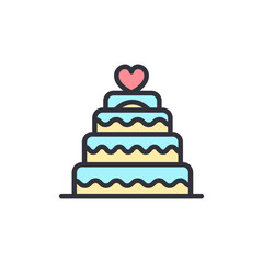 Wedding cake colored icons, minimalist vector illustration ,simple transparent graphic element .Isolated on white background