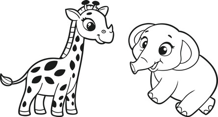 Safari Baby Animals Set for Nursery and Kids. Cute Safari Baby Animals Set for Craft Projects. Hand Drawn Safari Baby Animals Set for Designers. Adorable Safari Baby Animals Set for Printable
