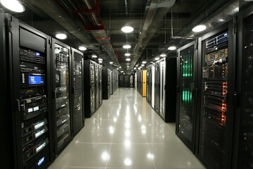 Modern Data Center Server Room Interior
