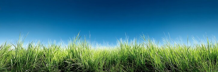 Fototapeta premium Expansive Field of Fresh Green Grass Under a Vibrant Sky