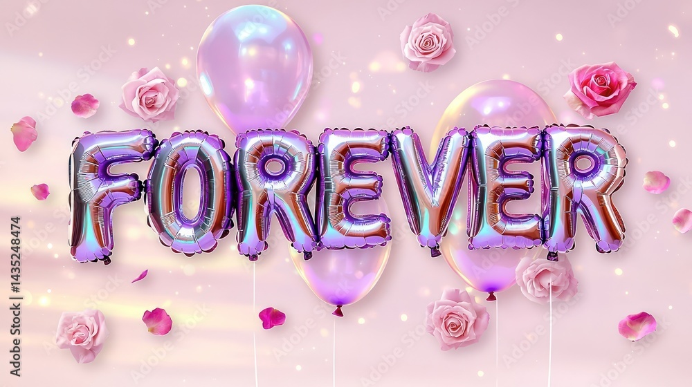 Aufkleber large, iridescent balloon letters spelling 