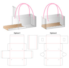 Transparent Box Packaging With Rope Handle, Dieline Template