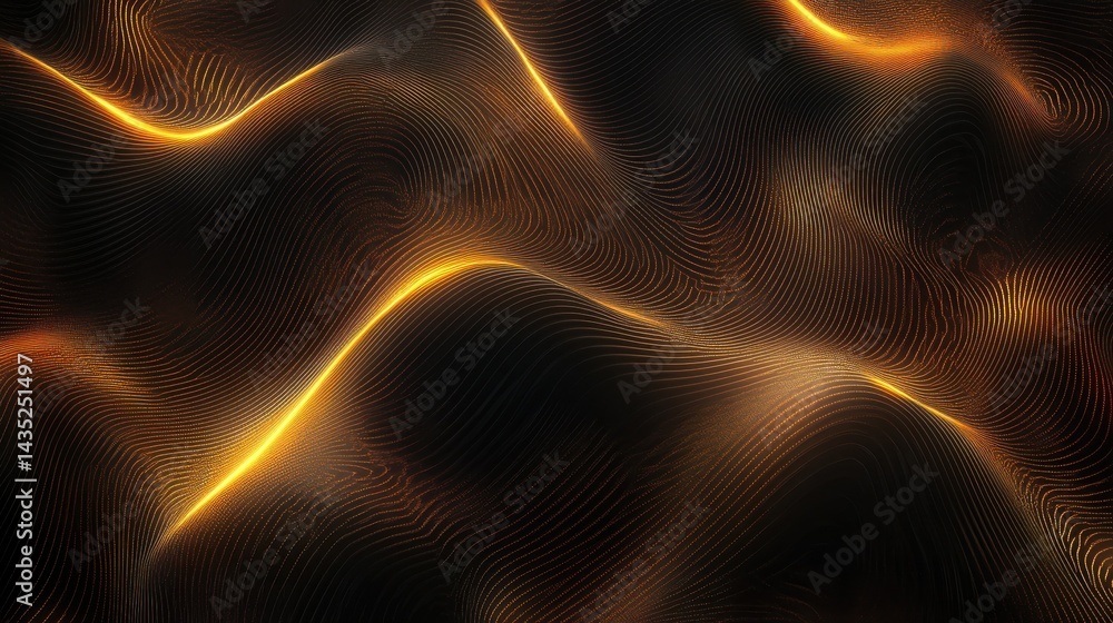Poster abstract shiny color gold wave light effect illustration glow element dark background generativ ai i