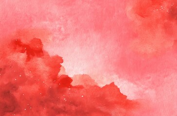 Abstract Watercolor Red Color Painting