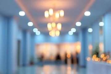 Blurry Interior Hallway with People