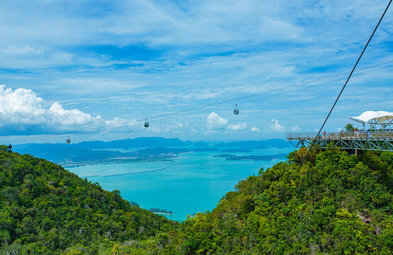 Tourists enjoying the views from Langkawi Skycab viewing platform (Panorama Langkawi)