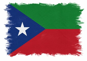 The image displays the flag of the Balochistan National Union, featuring horizontal bands of green and red with a blue triangle on the hoist containing a white star